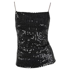 NWT 1999 Gianni Versace Black Sequin Backless Tank Top IT44