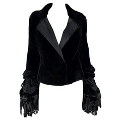 F/W 2002 Yves Saint Laurent by Tom Ford Black Shaved Mink Bell Cuff Coat 40FR