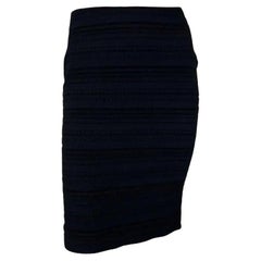 Late 1990s Dolce & Gabbana Black Textured Knit Woven Bodycon Pencil Skirt 40IT