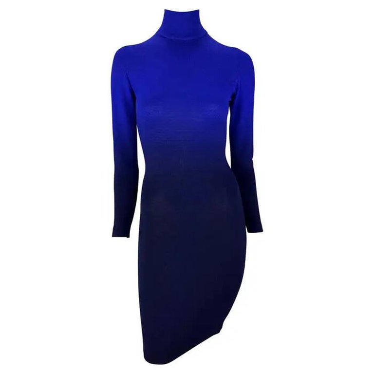 F/W 1992 Claude Montana Runway Ad Indigo Ombr Bodycon Turtleneck Sweater  Dress at 1stDibs | claude lightweight knit long sleeve dress, claude  montana 1992