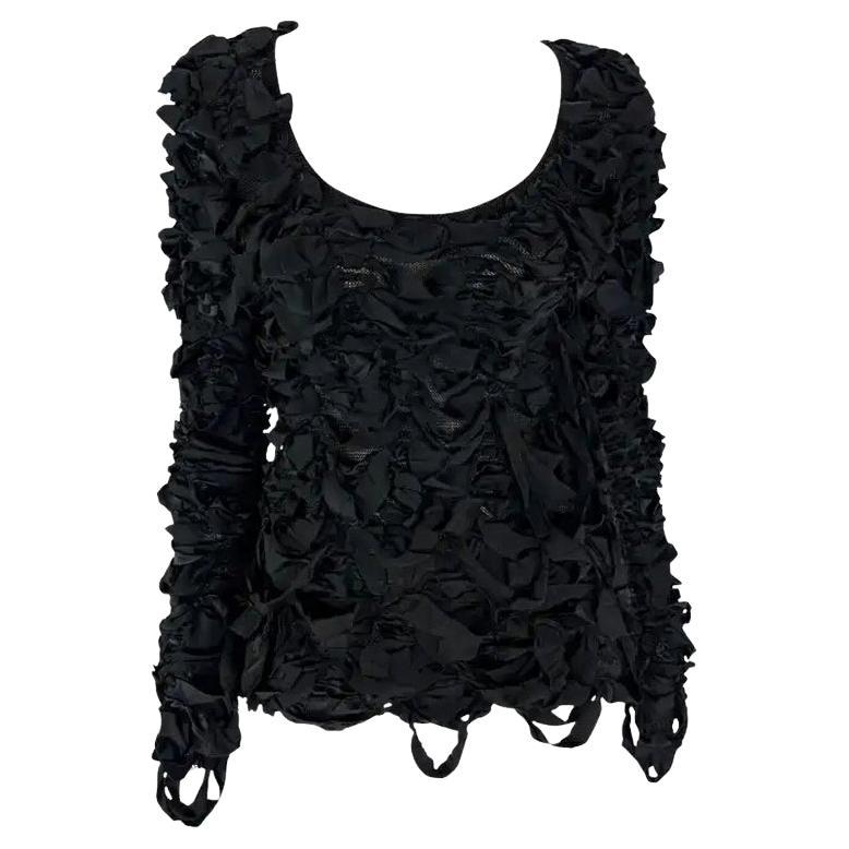 Herbst/Winter 2001 Yves Saint Laurent von Tom Ford – Schwarzer Strickpullover mit Schleife, Größe S