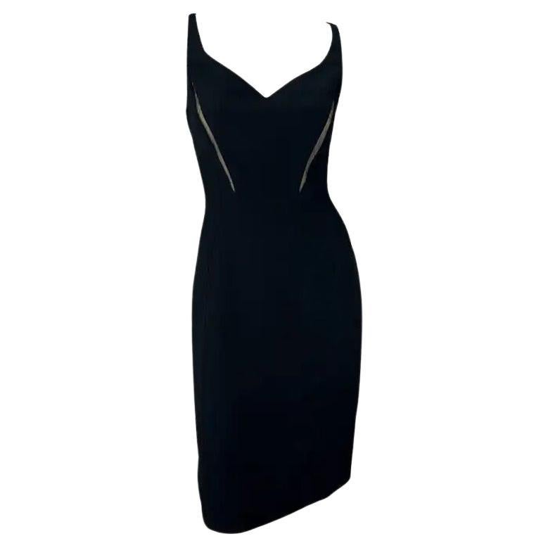 S/S 1999 Thierry Mugler Mesh Panel Little Black Dress 42FR