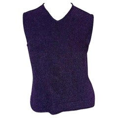 F/W 1996 Salvatore Ferragamo Purple Metallic Knit Sleeveless Top S