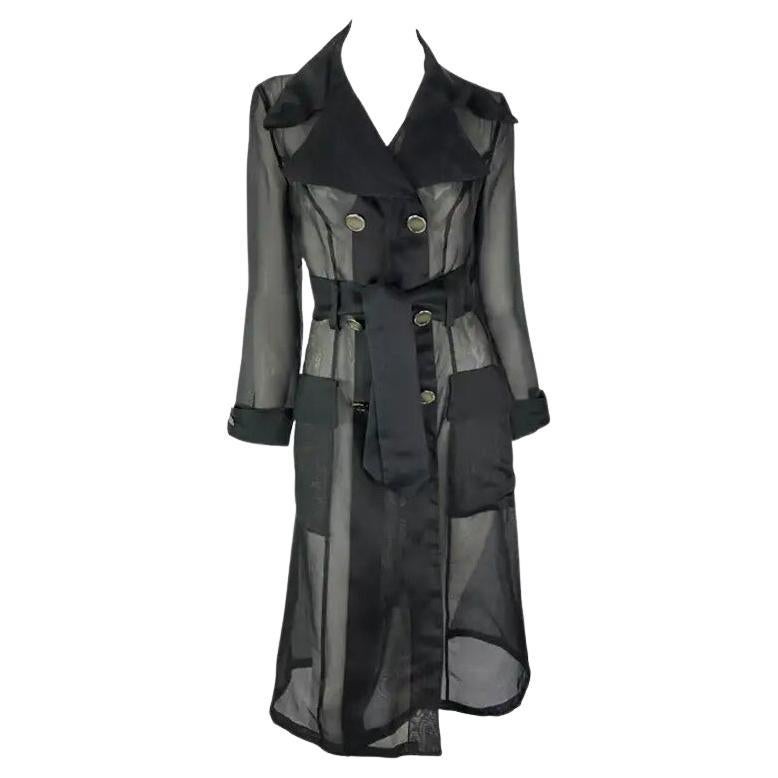 Dolce & Gabbana, collezione primavera/estate 1995: trench doppiopetto in seta nera da passerella, taglia 42IT