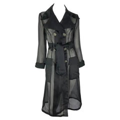 S/S 1995 Dolce & Gabbana Runway Black Silk Double Breasted Trench Coat 42IT