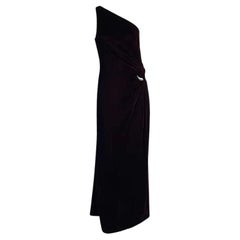 F/W 2000 Thierry Mugler Rhinestone Burgundy Velvet Single Shoulder Runway Gown