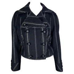 F/W 1993 Gianni Versace Black Grey Striped Cropped Runway Jacket