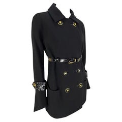 F/W 1994 Gianni Versace Black Patent Leather Belt Gold Medusa Jacket