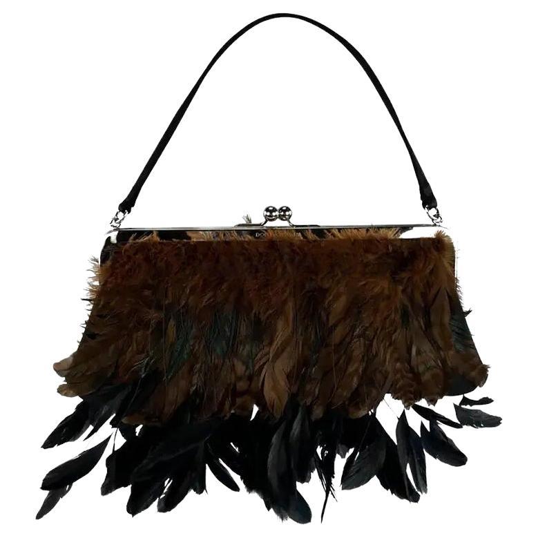 A/I 1997 Dolce & Gabbana Borsa da sera in raso di seta con piume in vendita
