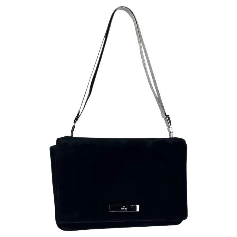 Late 1990s Gucci by Tom Ford Black Velvet Silver Chain Mini Shoulder Bag