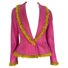 H/W 1998 Christian Dior by John Galliano Rosa Wollblazer mit gelben Fransen