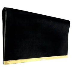 F/W 1996 Gucci by Tom Ford Black Pony Hair Fold-Over Clutch