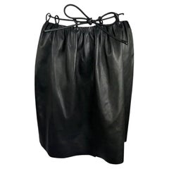 F/W 1999 Gucci by Tom Ford Runway Black Leather Cord Belted Skirt 40IT
