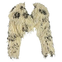 F/W 1994 Atelier Versace Couture White Black Cropped Fringe Bolero Coat custom
