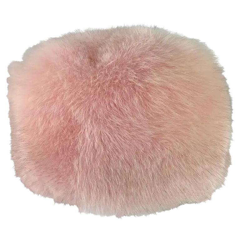 Early 2000s Burberry Pink Fox Fur Pill Box Hat For Sale at 1stDibs