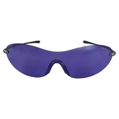 F/W 2001 Thierry Mugler Runway Purple Transparent Rimless Shield Sunglasses