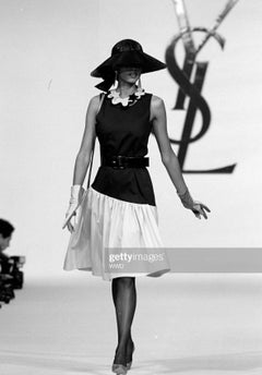 S/S 1983 Saint Laurent Rive Gauche Runway Ad Black Red Sleeveless Dress