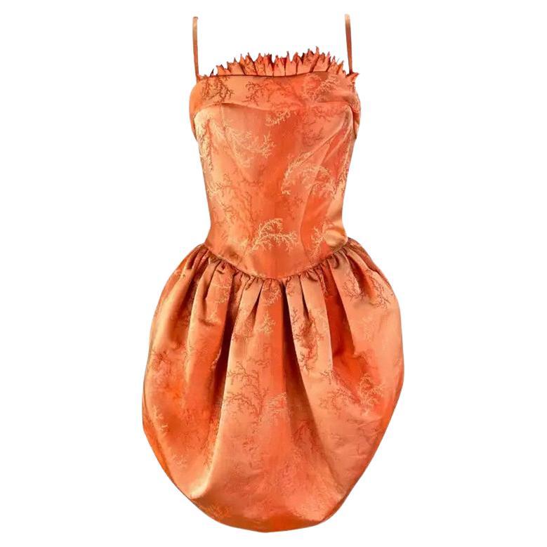 Crociera 1999 Thierry Mugler - Vestito a bolle d'aria con corsetto disossato in corallo arancione