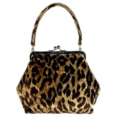 Borsa da sera Dolce & Gabbana anni '90 in velluto ghepardato con manico superiore