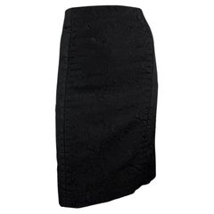 F/W 2004 Yves Saint Laurent by Tom Ford Chinoiserie Brocade Black Skirt 42FR