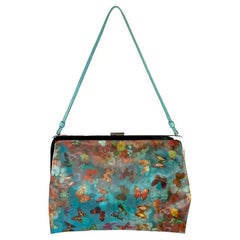Vintage F/W 1999 Dolce & Gabbana Light Blue Butterfly Holographic Shoulder Bag