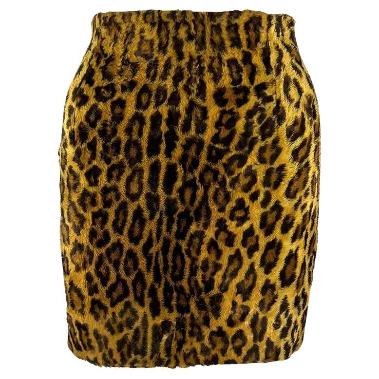 F/W 1994 Gianni Versace Couture Leopard Print Faux Fur Mini Skirt 38IT
