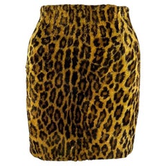 F/W 1994 Gianni Versace Couture Leopard Print Faux Fur Mini Skirt
