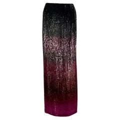 F/W 2001 Oscar de La Renta Runway Ombré Sequin Full-Length Skirt 6US