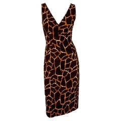 2000s Dolce & Gabbana Animal Print Brown Cotton Sleeveless Dress 40IT