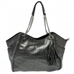 Michael Kors - Borsa in pelle effetto pitone metallizzato con dettaglio a catena e nappina