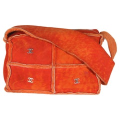 Chanel Vintage Orange Suede Shearling CC Logo Messenger Chanel Vintage Orange Suede Shearling CC Logo Messenger