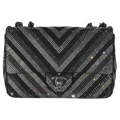 Borsa Chanel Black Strass CC Chevron Mini Flap