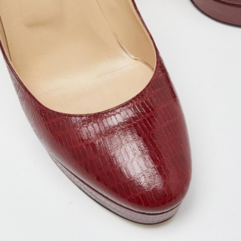 Jimmy Choo - Escarpins Cosmic en cuir rouge embossé lézard Taille 39.5 Pour femmes en vente