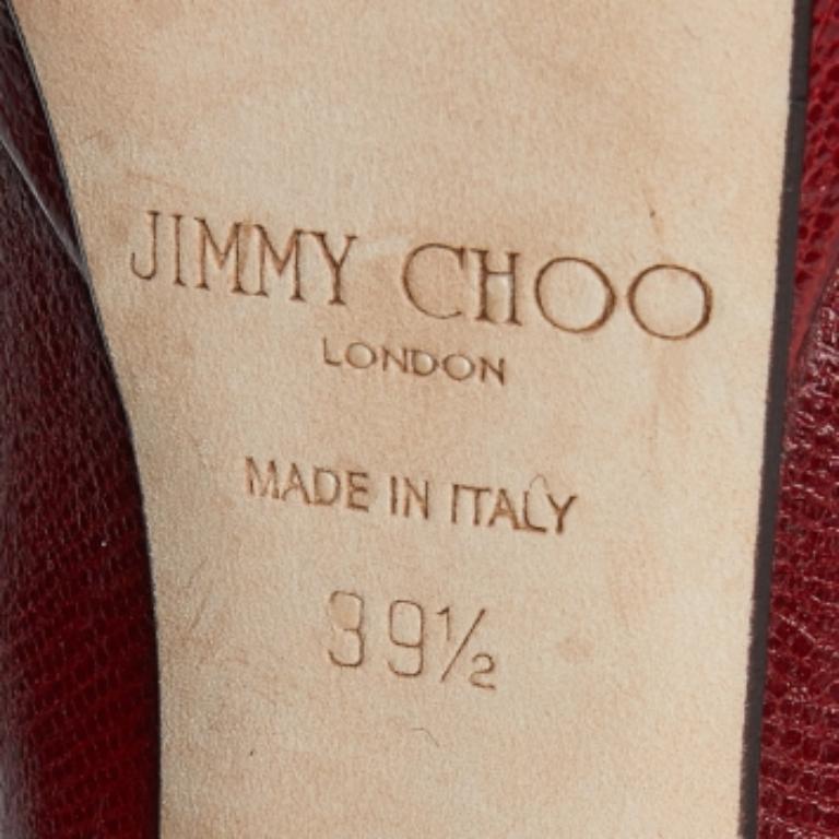 Jimmy Choo - Escarpins Cosmic en cuir rouge embossé lézard Taille 39.5 en vente 4