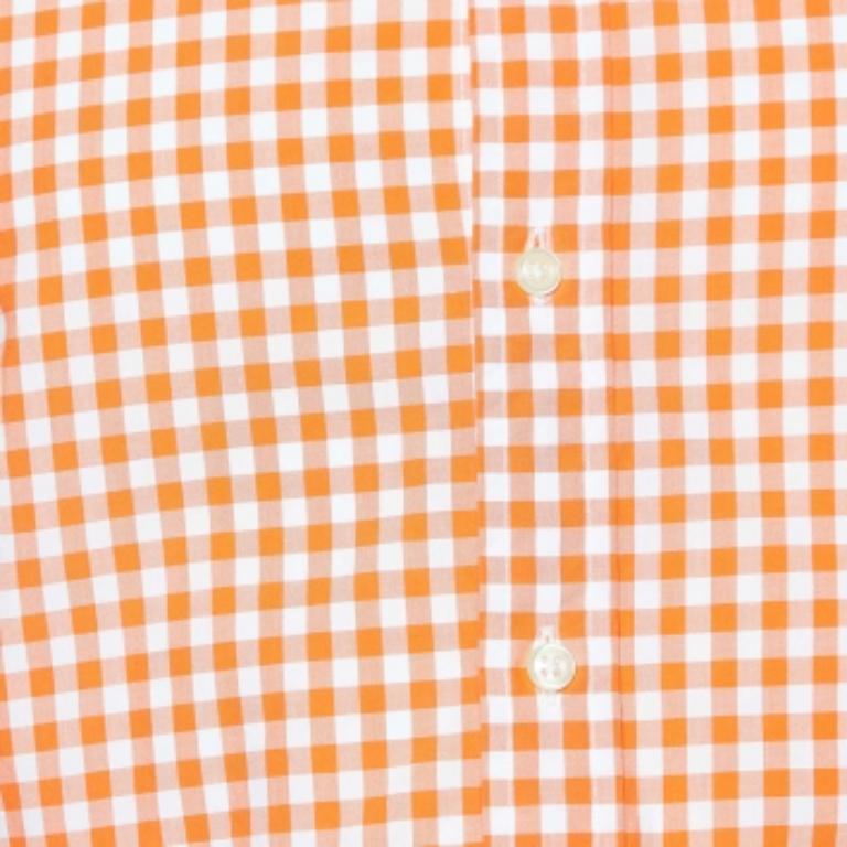 Polo Ralph Lauren - Camicia a maniche lunghe in cotone con motivo a quadretti arancione - S in vendita 1