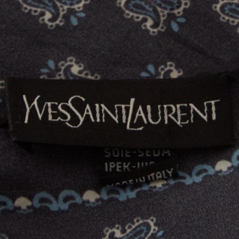 Pañuelo de seda estampado azul Saint Laurent Negro en venta