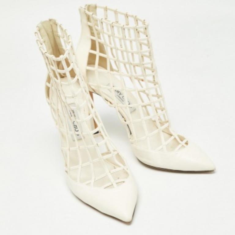 Jimmy Choo - Gabbia Sheldon in pelle bianca - Taglia 41 In condizioni discrete in vendita a Dubai, Al Qouz 2