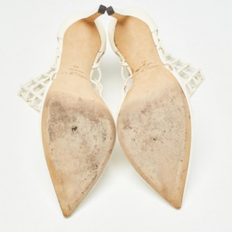 Jimmy Choo - Gabbia Sheldon in pelle bianca - Taglia 41 in vendita 2