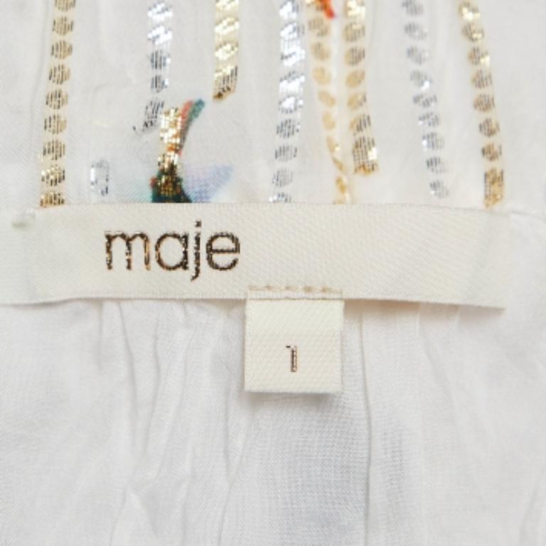 Maje White Gonna asimmetrica in lurex stampato S. In condizioni buone in vendita a Dubai, Al Qouz 2