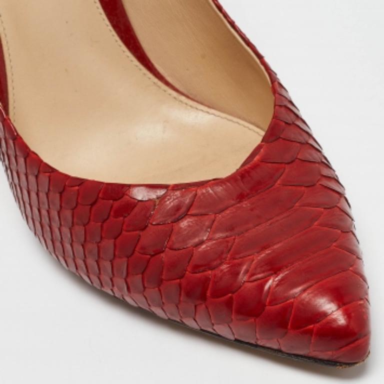 Women's Alexandre Birman Red Python Leather Pumps Size 37.5 For Sale