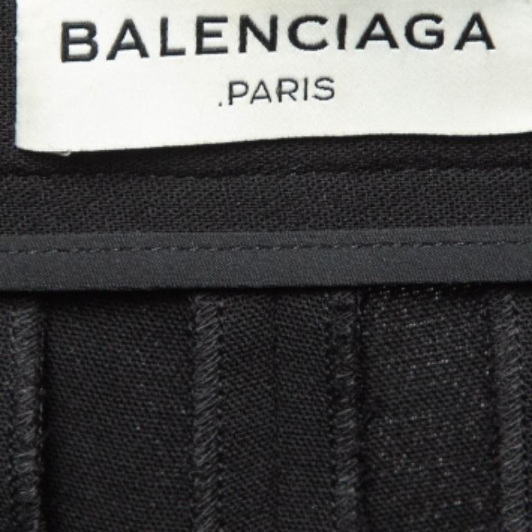 Balenciaga Pantalon en laine noir avec détails drapés M. en vente 3