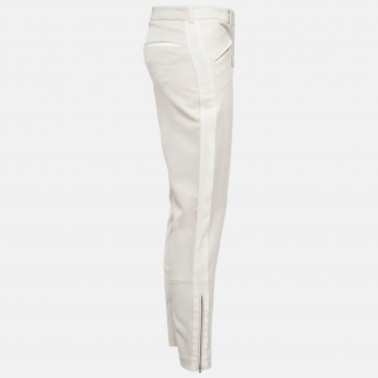 Stella McCartney Creme Seitenstreifen Wolle Mischung formale Hose S im Zustand „Gut“ im Angebot in Dubai, Al Qouz 2