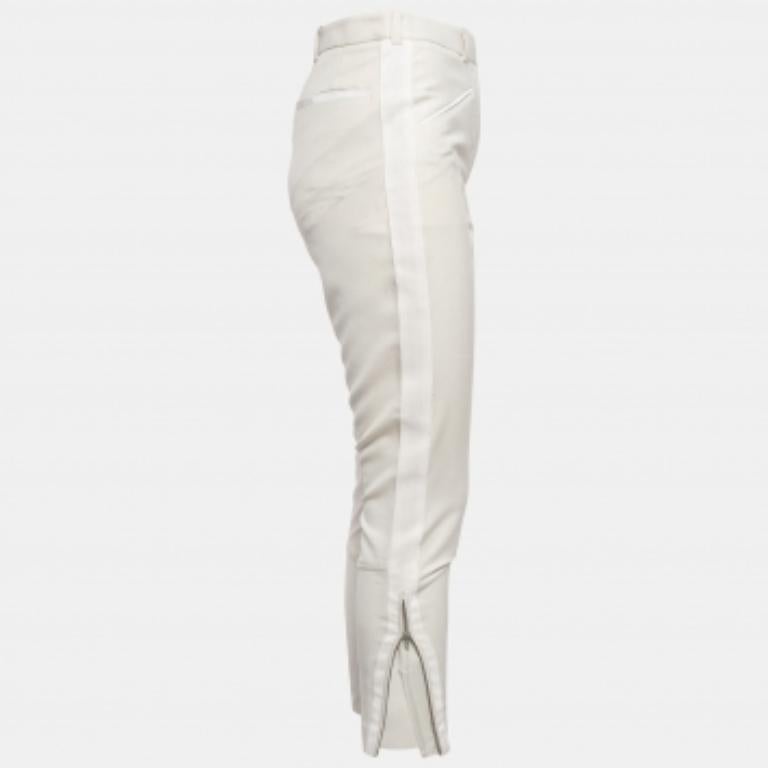 Stella McCartney Creme Seitenstreifen Wolle Mischung formale Hose S im Angebot 1