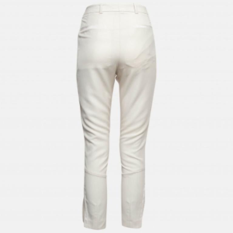 Stella McCartney Creme Seitenstreifen Wolle Mischung formale Hose S im Angebot 2