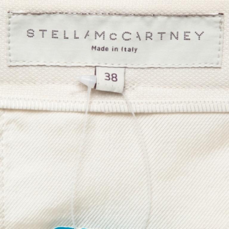 Stella McCartney Creme Seitenstreifen Wolle Mischung formale Hose S im Angebot 4