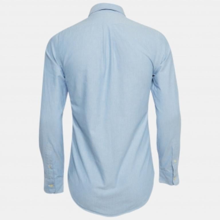 Blu Polo Ralph Lauren - Camicia in cotone blu con abbottonatura frontale S in vendita