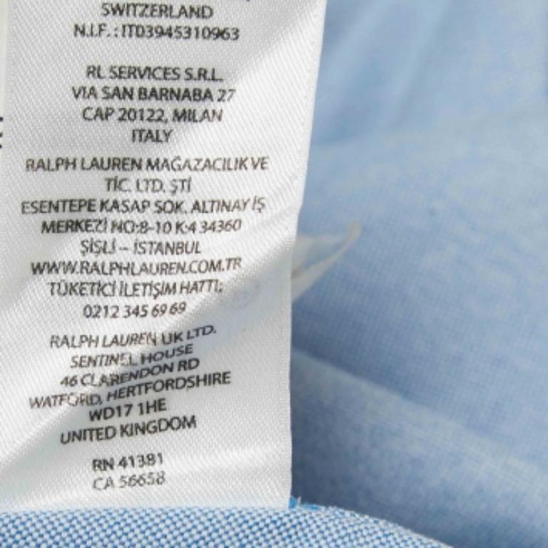 Uomo Polo Ralph Lauren - Camicia in cotone blu con abbottonatura frontale S in vendita