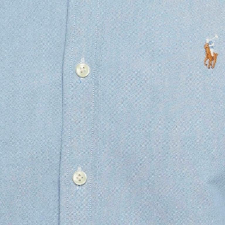Polo Ralph Lauren - Camicia in cotone blu con abbottonatura frontale S in vendita 1