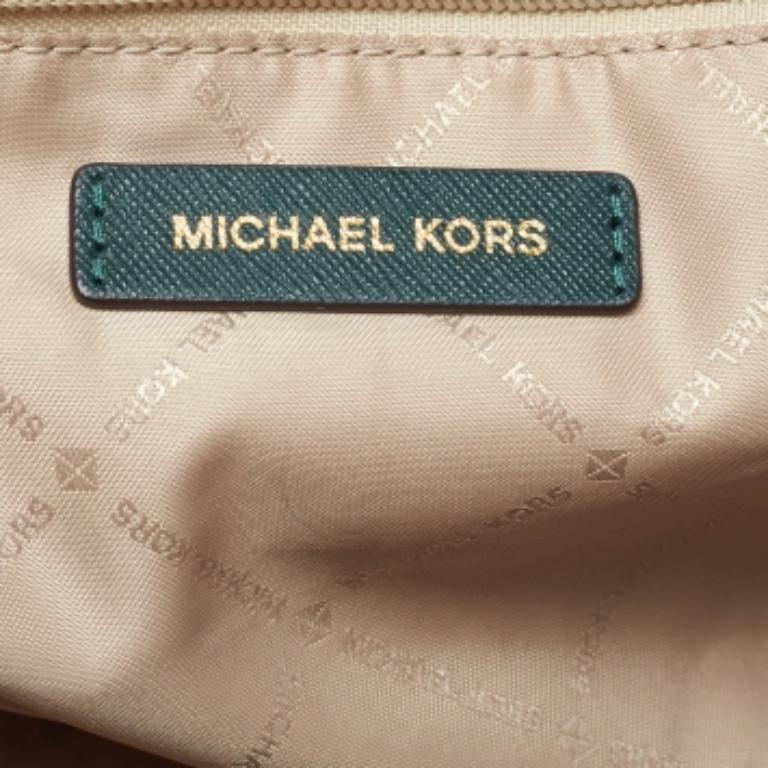 Fourre-tout en cuir et toile enduite Signature Brown/Green de Michael Kors en vente 5