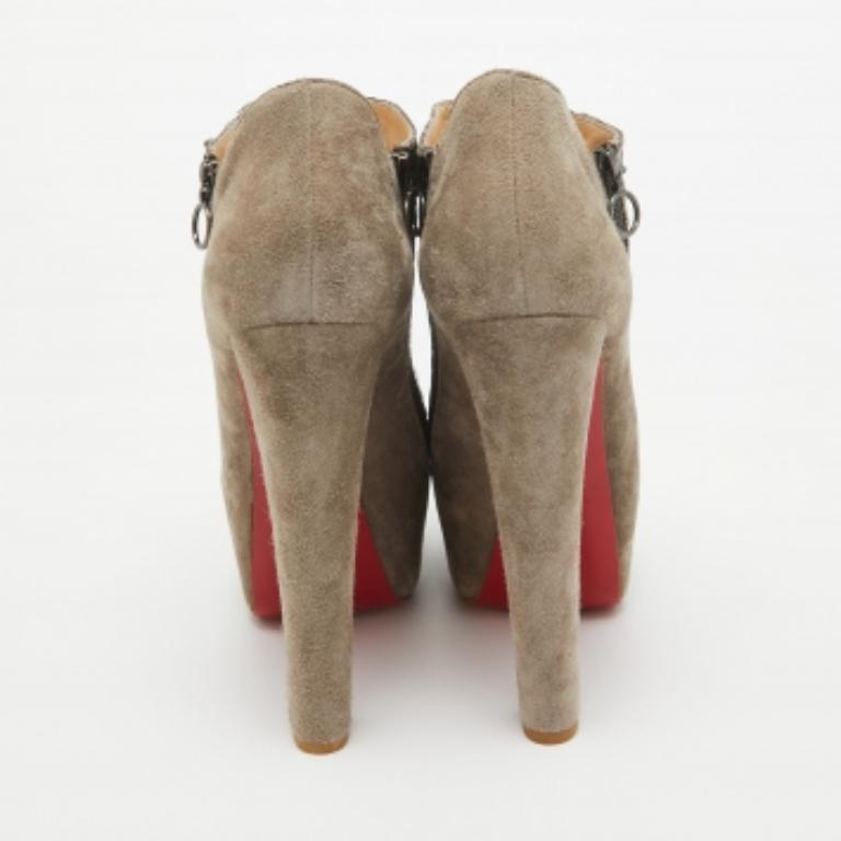 Christian Louboutin Metallic Python and Suede 4A Booties Size 38.5 For Sale 1